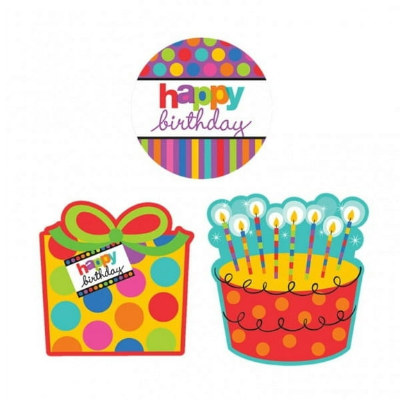 Happy Birthday 'Dots and Stripes' Cut Out Decorations (30pc)