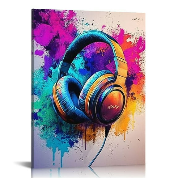 Acheng Video Game Wall Art Gaming Poster Modern Colorful Gaming Posters Headphone Pictures Wall Decor Game Controller Wall Art Canvas Game Room Painting Cool Posters for Boy Room