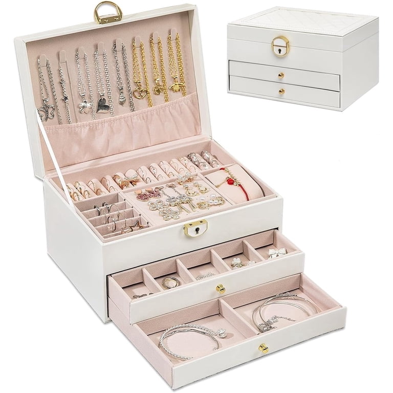 Gogcaro 3-Layer Jewelry Box with Lock and Mirror photo 1