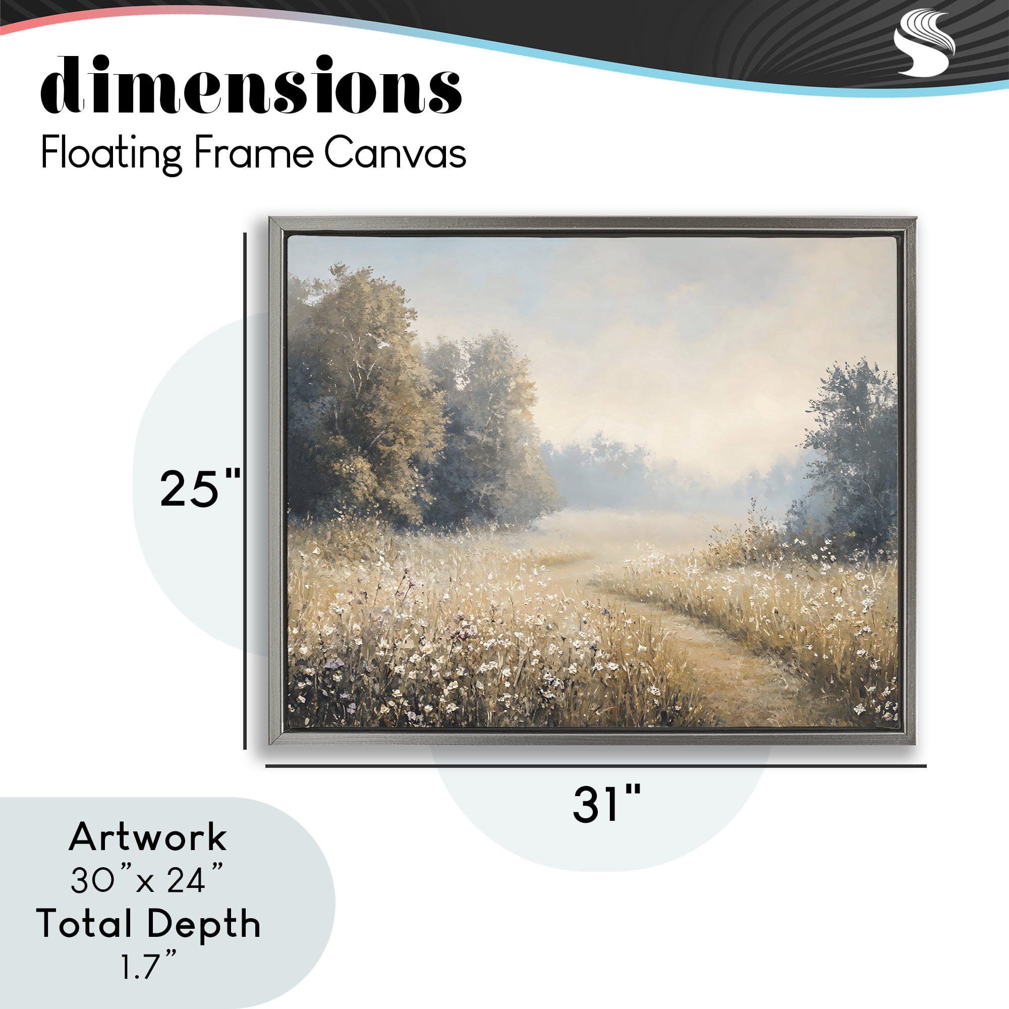 Stupell Industries Wandering Wildflower Path at Dawn Gray Framed Floater Canvas Wall Art, design by Creative Studio