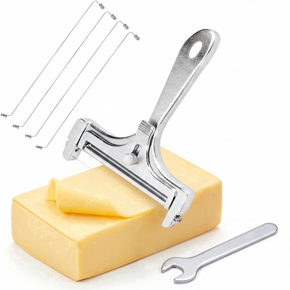 Adjustable Wire Cheese Slicer for Block Cheese, Handheld Stainless Steel Cheese Cutter