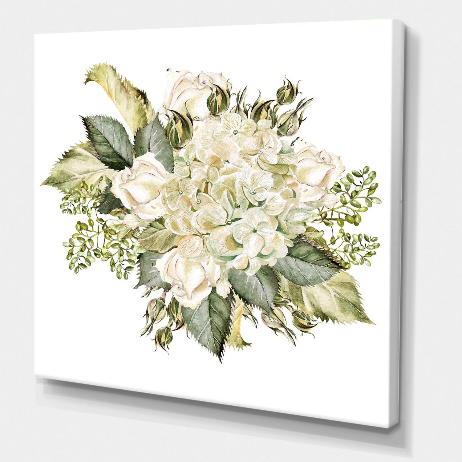 Designart Beautiful Bouquet With Hudrangea and Roses Canvas Wall Art