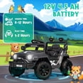 thumbnail image 5 of Funcid 12 Volt Ride on Truck, Ride on Toys for Toddlers with Remote Control, Electric Cars, Ride on Cars w/ 3-point Safety Belts, Built-in Music, Bright LED Headlights, Spring Suspension, Black, 5 of 7