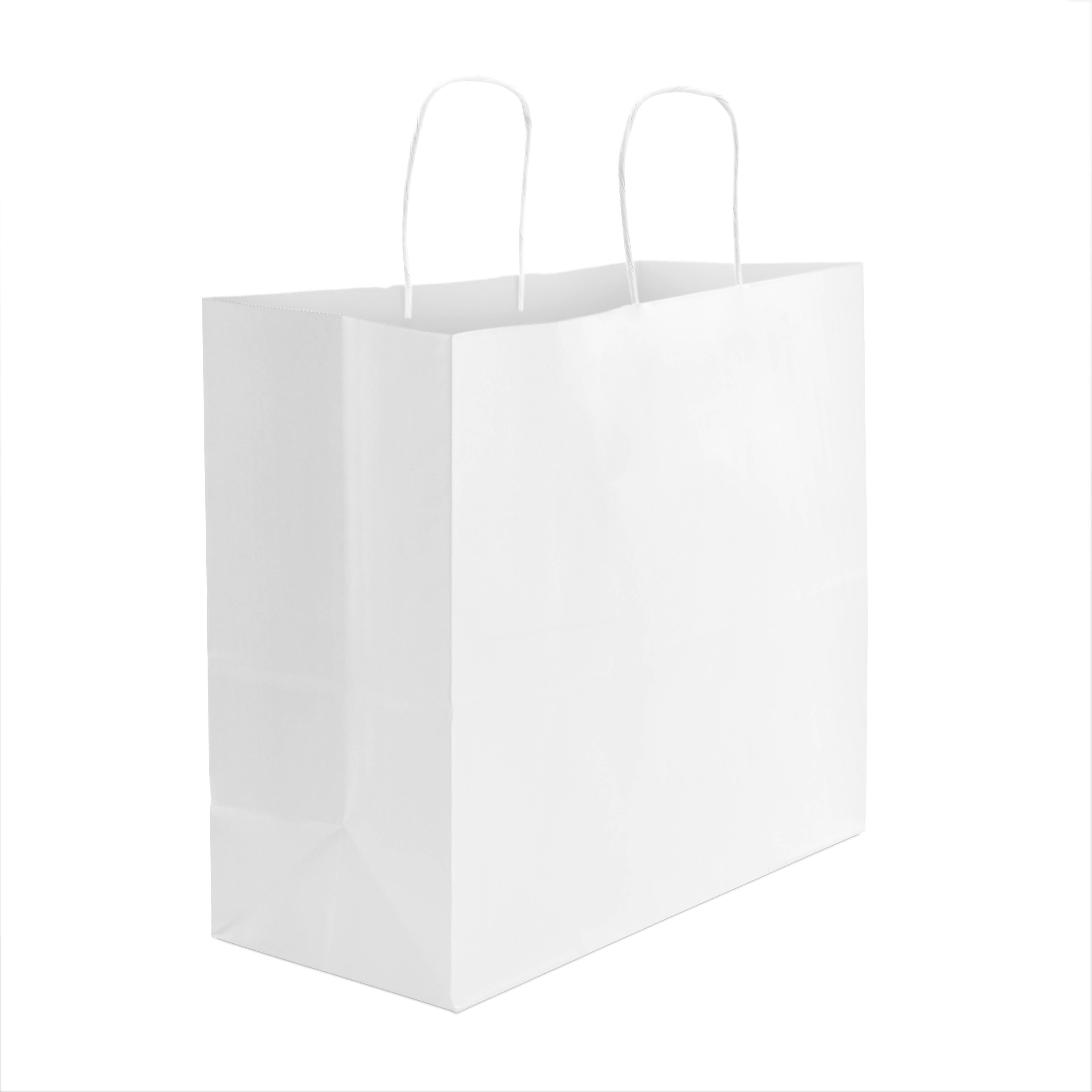 25ct Prime Line Packaging- Large Designer Gift Bags with Fabric Handles for All Occasion 25 Pack 16x6x12 Brown