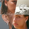 thumbnail image 4 of VEEDOFA Sterling Silver Plated Hoop Earrings for Women, 5A+ CZ Huggie Hoops, 8/12/16/20mm,jewelry gift, 4 of 7