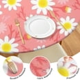 thumbnail image 4 of Pink Daisy Flower Yellow Centers Pattern Round Fitted Tablecloth with Elastic Edge,Dining Table Cover Waterproof,Outdoor Round Tablecloth for Camping,Dining,Indoor and Outdoor, 4 of 7