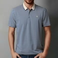 thumbnail image 2 of Polo Shirts for Men Summer Classic Short Sleeve Button Collared Striped Tops Thin Breathable Casual Mens Shirts, 2 of 7