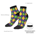 thumbnail image 6 of Rateoe Mardi Gras Pattern Quarter Crew Socks,Toe Seamed Ankle Socks,Cotton Cushioned Breathable Athletic Crew Sports Socks, 6 of 7