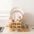 thumbnail image 5 of Dish Drying Rack with Utensil Holder, 3-Tier Large Collapsible Wooden Dish Drainer Rack, Folding Drying Holder Dish Drainer for Kitchen Counter, 5 of 14