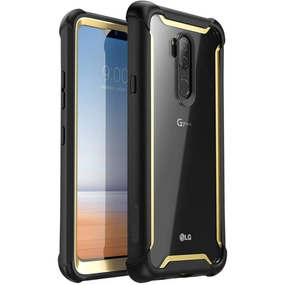 YOYO Case for LG G7 /LG G7 ThinQ 2018 Release, [Ares] Full-body Rugged Clear Bumper Case with Built-in Screen Protector (Black/Blue)