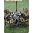 thumbnail image 3 of Outdoor Tablecloth with Umbrella Hole and Zipper, Blue Geometric Square Table Cloth 54x54 Inch Waterproof Tablecloth, Grey Vintage Neutral Abstract Striped Art Picnic Table Cover for Patio Camping, 3 of 7