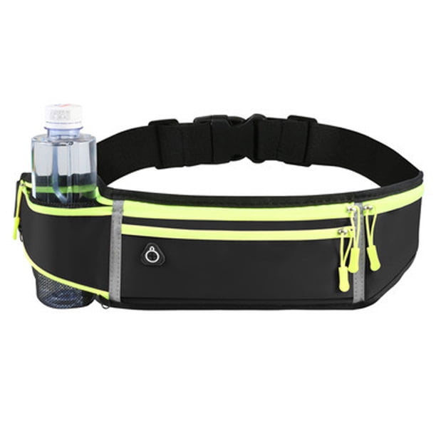 Riñonera con bolsa de hidratación y botella de agua para correr, riñonera reflectante, negra