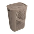 thumbnail image 6 of Mind Reader 60L Slim Laundry Hamper, Lid, Plastic, Adult, 17.25"L x 13.75"W x 23.5"H, 2-Pack, Tan, 6 of 8