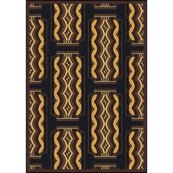Joy Carpets Any Day Matinee Deco Ticket 5'4" x 7'8" Area Rug in Color Brown