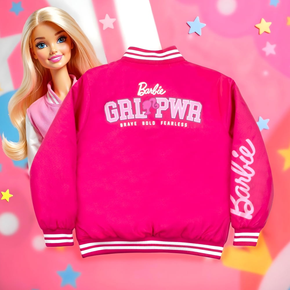 平成00s skybomberダウンジャケットピンクワッペン平成ギャル女児服 Barbie - Brandclub - Girls Bomber Jacket, Zip-Up Bomber