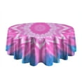 thumbnail image 5 of Pink Tie Dye Lotus Pattern Round Tablecloth 60"x60",Wrinkle Wipeable Table Cloth for Kitchen Dining Room Picnic Patio Party, 5 of 6