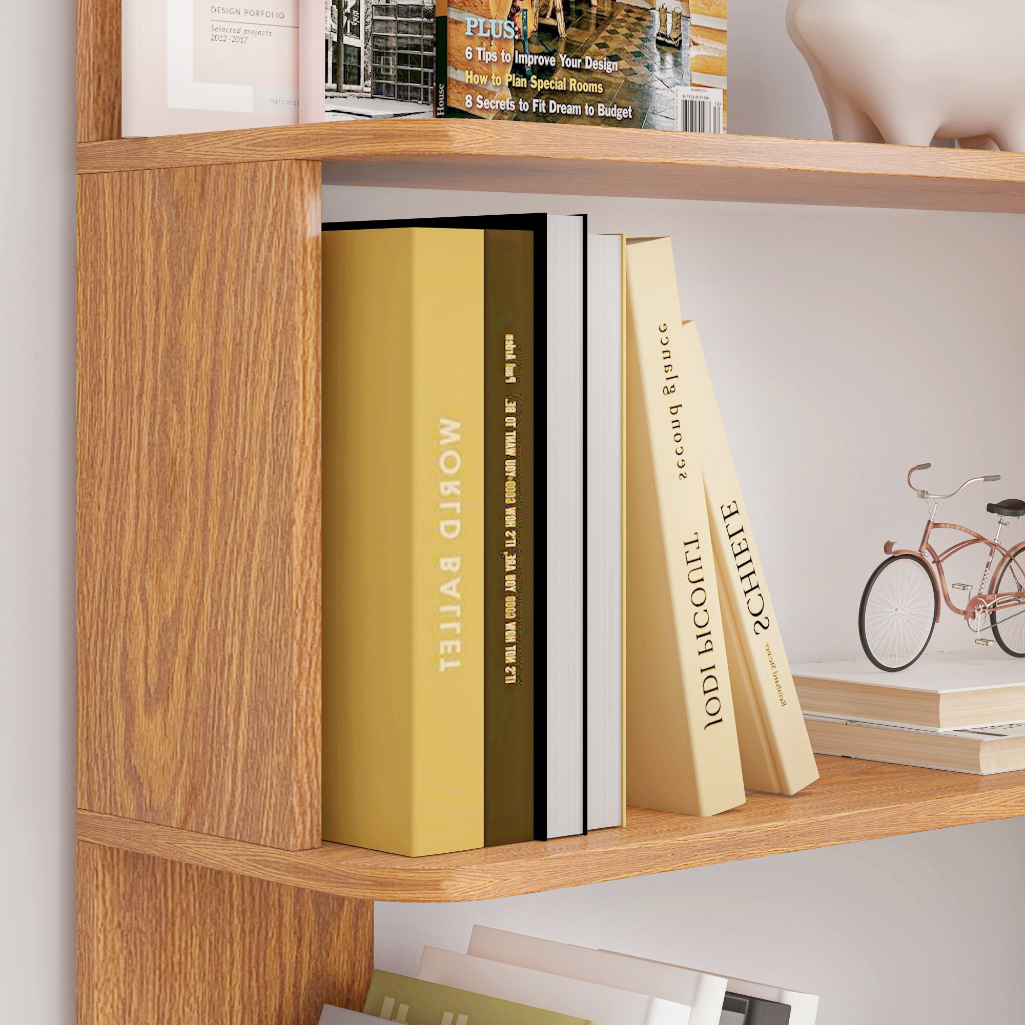 Leumius 5 Tier Freestanding Bookshelf,Wooden L-Shaped Corner Bookcase with Anti-drop Panel and Anti Tipping Device, Display shelf Open Storage,Dark Oak