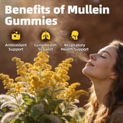 Mullein Gummies, Mullein Leaf Dietary Supplement for Respiratory System, Immune & Digestive Support, Immune, 60 Gummies(2 Pack)