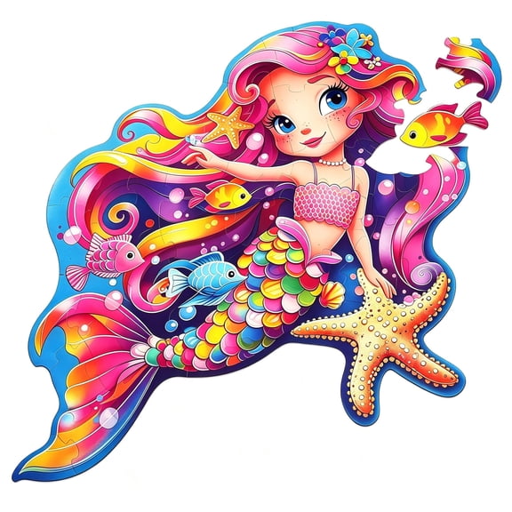 BenBen Puzzles for Kids Ages 4-6, Large 52 Piece Mermaid Floor Puzzles for Toddlers 3-5 Girls Boys