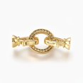thumbnail image 2 of HLONK 5Set Brass Micro Pave Cubic Zirconia Fold Over Clasps Flat Round Clear Real Platinum Plated 32mm Inner  4.5mm, 2 of 3