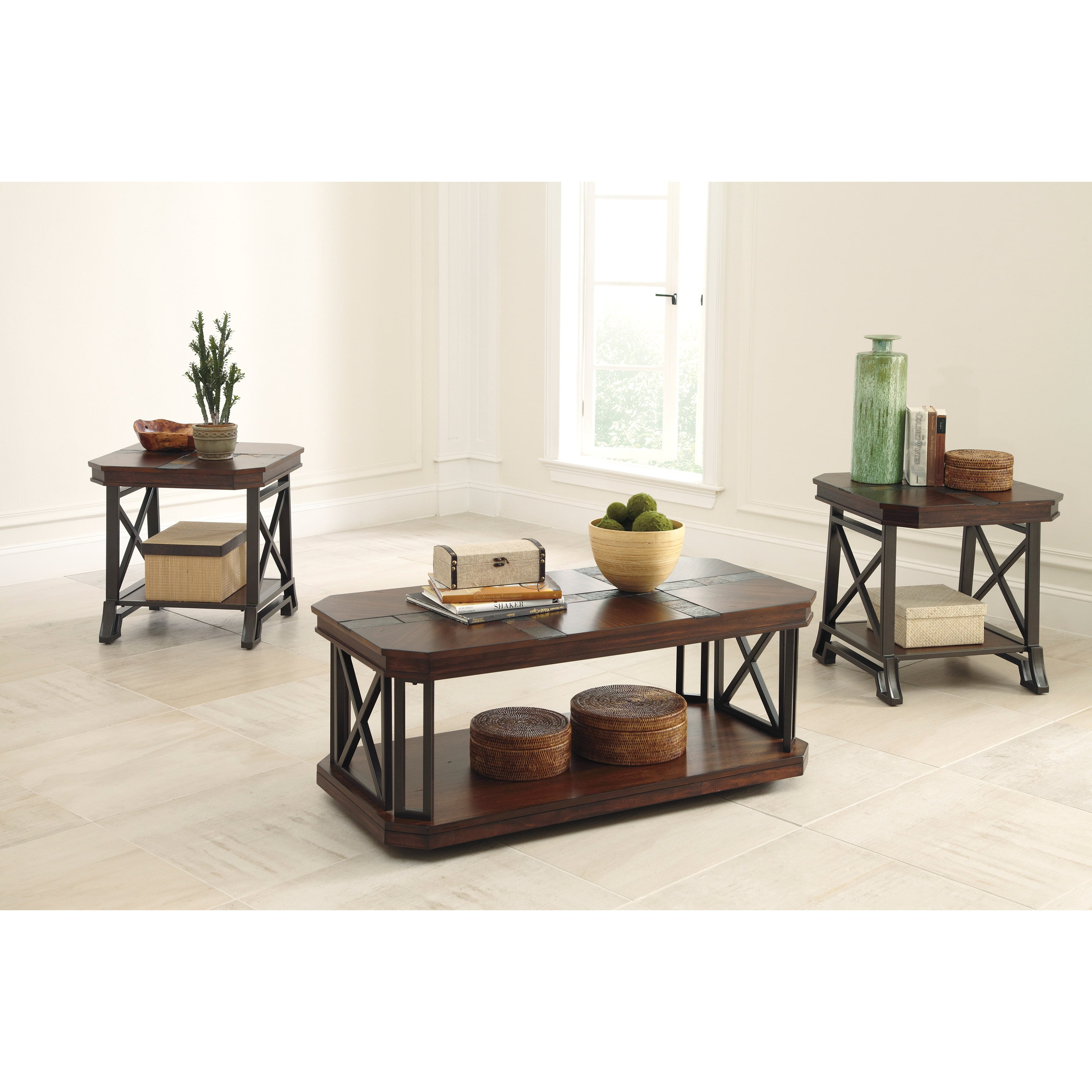 Signature Design By Ashley Vinasville 3 Piece Coffee Table Set Walmart Com Walmart Com