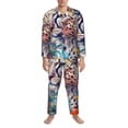 thumbnail image 3 of Balery Vibrant Leopard In Flowers Pijama para Hombre de Dos Piezas con Manga Larga, Conjunto de Dormir y Descanso Suave con Bolsillos-XX-Large, 3 of 7