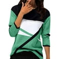 thumbnail image 2 of Long Sleeve Shirts for Women Women's Striped Printed V Neck Seven Quarter Sleeve T Shirt Top Green, 2 of 5
