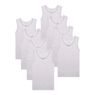 Buyless Fashion Débardeur Sans Étiquette pour Filles Col Rond en Coton avec Bordure et Sangle (Lot de 8)