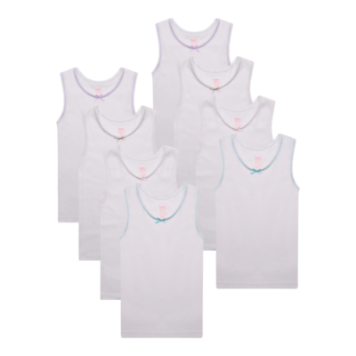 

Buyless Fashion Girls Tagless Cami Scoop Neck Undershirts Cotton Tank With Trim and Strap (8 Pack)