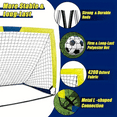 thumbnail image 4 of 2 Set Soccer Goal 4'x 3' Portable Kids Soccer Goals for Backyard or Indoor Pop Up Soccer Net with 6 Training Cones, Carrying Bag, 8 Ground Stakes, 4 of 9