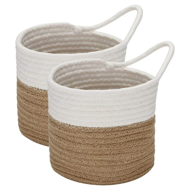 Juego de macenamiento tejidas colgantes, 5.9 "x5.9", organizador multis, cesta de cuerda hecha a mano - marrón Sunnimix canasta de almacenamiento