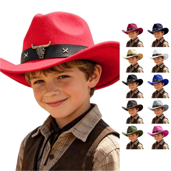 HNMKIU Kids Cowboy Hat Playful Western Style Fedora Hat For Little Boys And Girls Outdoor Party Casual Sun Protection