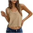 thumbnail image 2 of Cotton Linen Crop Tops Womens Loose Fit Crewneck Sleeveless Tank Top Workout Casual Summer Tee Solid Color (M, Khaki), 2 of 7