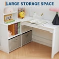 thumbnail image 4 of BeesClover Girls' Kids Corner Desk and Chair Set, L-Shaped Study Table with Bulletin Board, Storage Cabinets & Cloth Drawers, 4 of 7