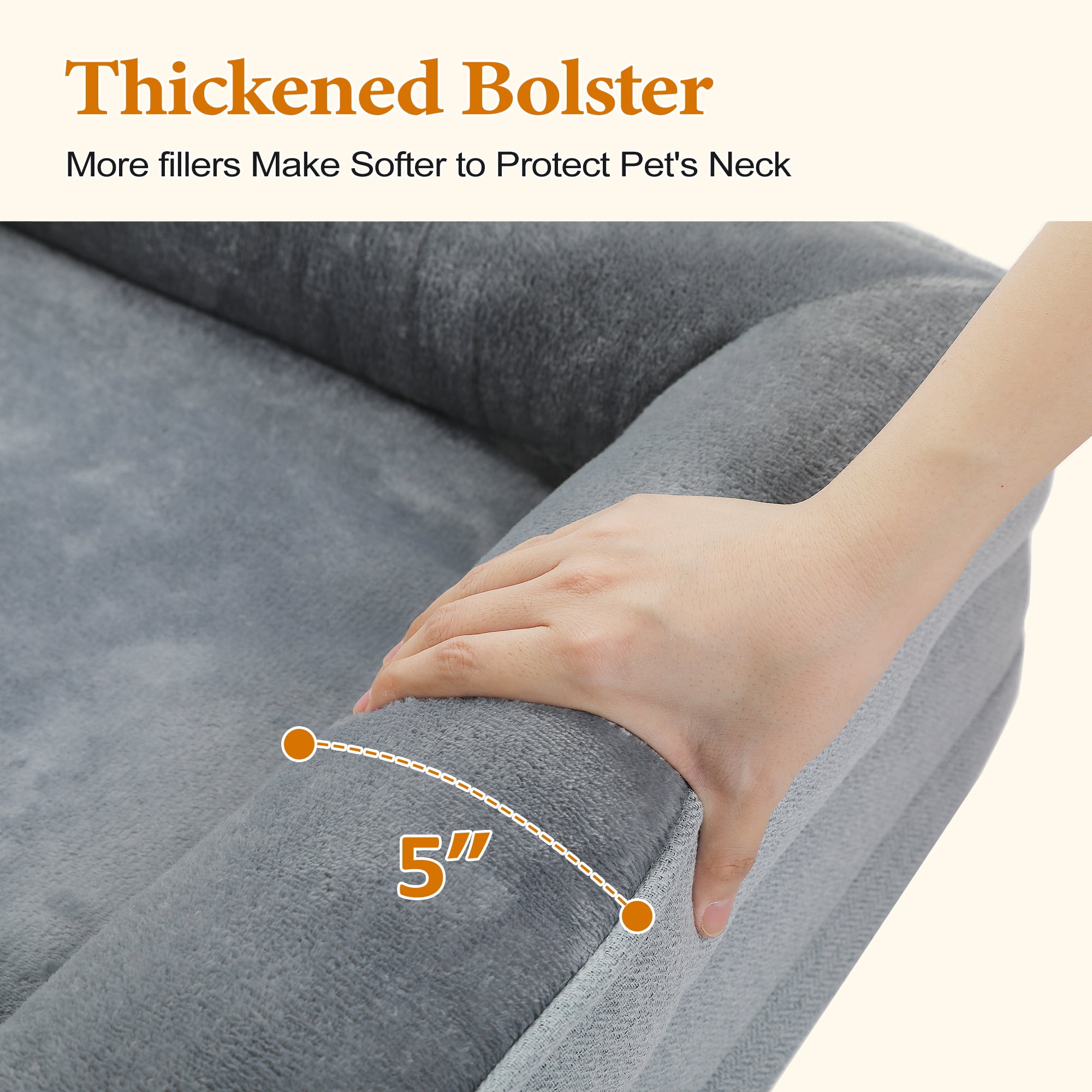 PAWZ Road Orthopedic Dog Bed Removable Washable Cover Non-Slip Bottom Dog Sofa Bed, S-XL, Gray