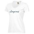 thumbnail image 2 of Women's  White Longwood Lancers Script Logo Comfort Wash V-Neck T-Shirt, 2 of 3