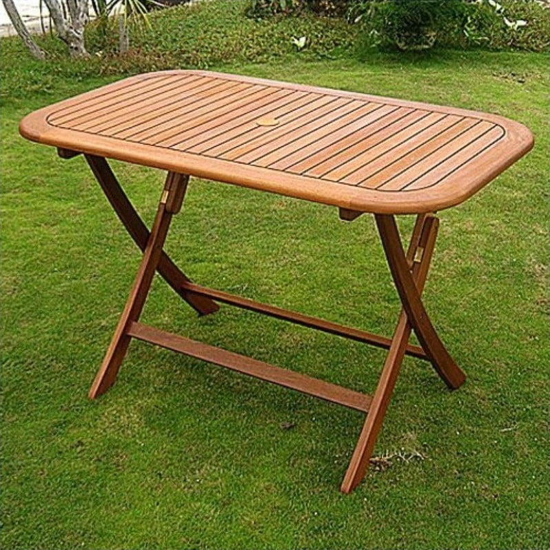 Pemberly Row 48" Folding Patio Dining Wood Rectangle Table - Walmart.com