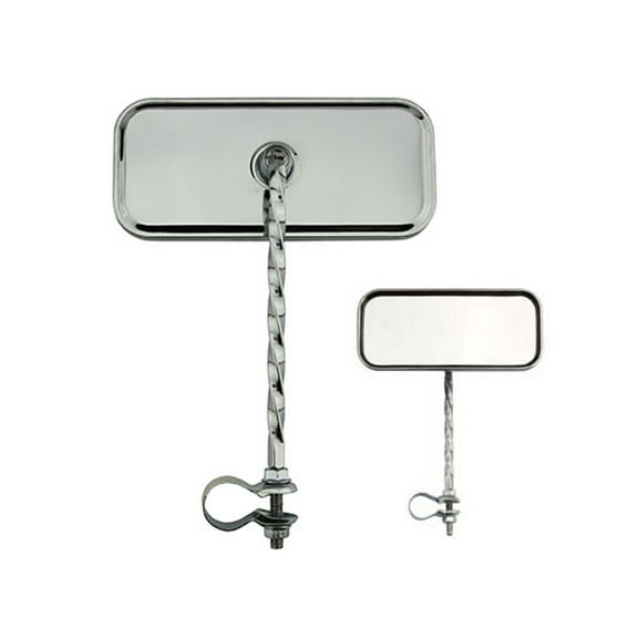 Alta Rectangle Square Twisted Bike Mirror Steel Bicycle Chrome ,Reflectors Multiple Colors. (All Steel Bicycle Chrome (No Reflectors))