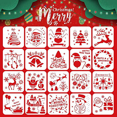12 PCS Reusable Christmas Stencils for Painting on Wood Glass Door Car Body DIY 