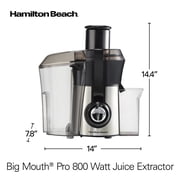 Hamilton Beach Big Mouth Pro Juicer Machine for Fruits and Vegetables with Extra Large Chute, Extractor de Jugos, Stainless Steel