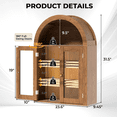 thumbnail image 2 of Flictozena Medicine Cabinet Wall Mount with Glass Door with Adjustable Shelves, Arched Wall Cabinet , Wood Cabinet for Laundry Room, Kitchen, Living Room & Toilet, Brown, 2 of 8