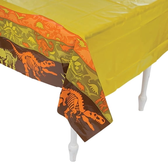 Fun Express Dino Dig 108" x 54" Modern Animal Dino Dig Plastic Tablecloths