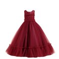thumbnail image 1 of RXIRUCGD 2025 Vêtements d'Été pour Enfants Robe de Princesse Sans Manches Col Rond Couleur Unie Brodée Exquise Perles Robe de Soirée Robe de Banquet, 1 of 8