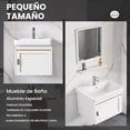 thumbnail image 3 of Gabinete de Baño de Lavamanos y Espejo, Armario de Pared para Baño con Estante, Grifos de Agua Caliente y Fría, Tuberías de Desagüe, 43 * 35 * 41CM (Blanco), 3 of 6