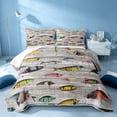 thumbnail image 2 of Erosebridal Ocean Fish Bed Spread Queen, Cartoon Animal Queen Coverlet Set, Reversible 3-Piece, 1 Quilt and 2 Pillowcases, 2 of 7