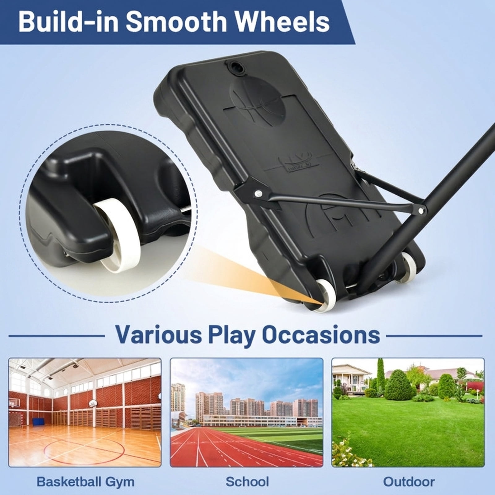 Airfind Portable Basketball Hoop with Adjustable Height 4.3 to 8.2 ft Range and Fillable Stabilizing Base and Wheels for Outdoor Driveway Play, Blue