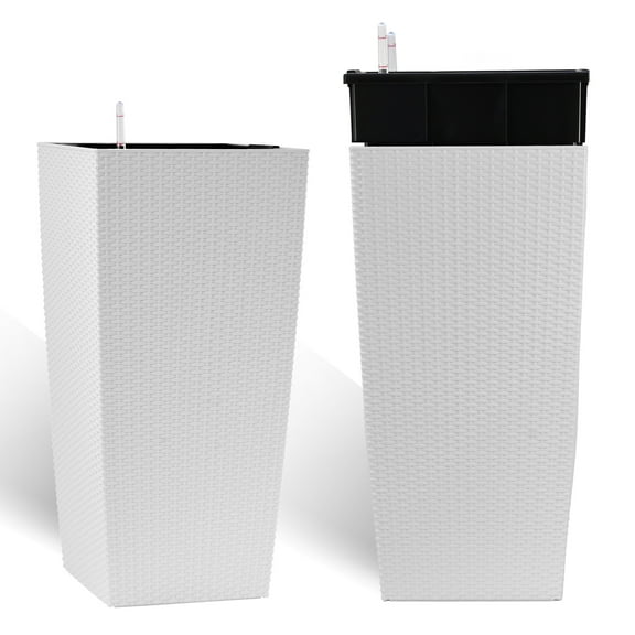 Large Self-Watering Planter with Water Monitor, 30in Indoor Outdoor Pot