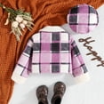 thumbnail image 2 of Cathalem Big Kid Coat Toddler Coats Toddler Girl Outerwear Jacket Plaid Long Sleeve Kids Outerwear Hat Set 4t Girls Coat (Purple, 3-4 Years), 2 of 6