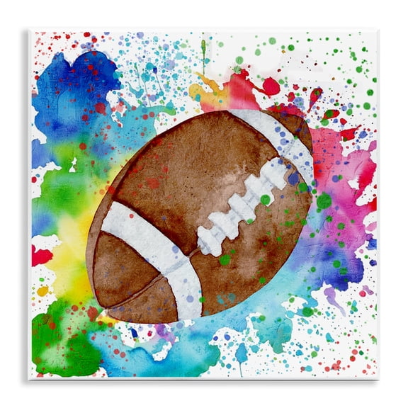 Stupell Industries Vivid Splash & Football Sports & Sports Teams Painting Unframed Art Print Wall Art, 12 x 12