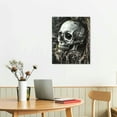 thumbnail image 2 of ARISTURING Skull Painting Day of the Dead Wall Art Black White Skull Flower Wall Picture Gothic Skeleton Canvas Gallery Wrapped 12x16 in, 2 of 5